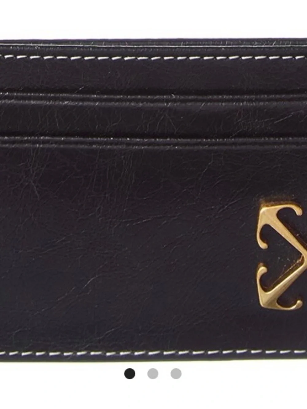 Off-White Black Card Holder with Gold Anchor Accent